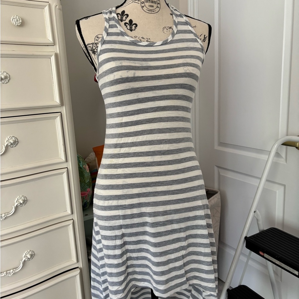 Adam Levine Collection Gray Striped High Low Dress